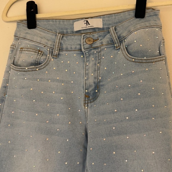 Flying Angel Rhinestone High Waist Straight Leg Jeans- Size 5/27 - Picture 5 of 11